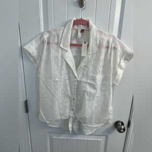 Pilcro by Anthropologie Short Sleeve Ivory Shirt